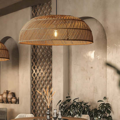 Modern Boho Rattan Pendant Light Weaving Hanging Light Fixture-labpiecesign