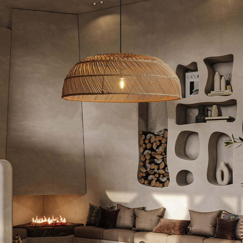 Modern Boho Rattan Pendant Light Weaving Hanging Light Fixture-labpiecesign