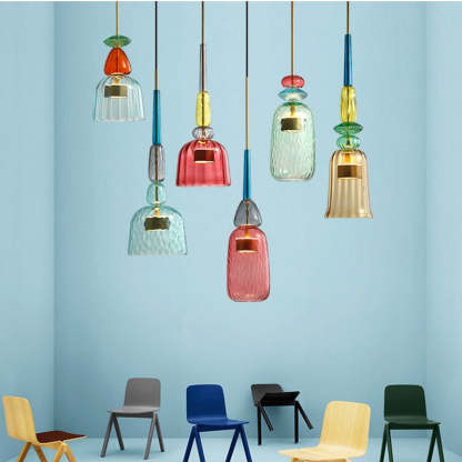 VINTAGE COLORED GLASS PENDANT LIGHT -labpiecesign