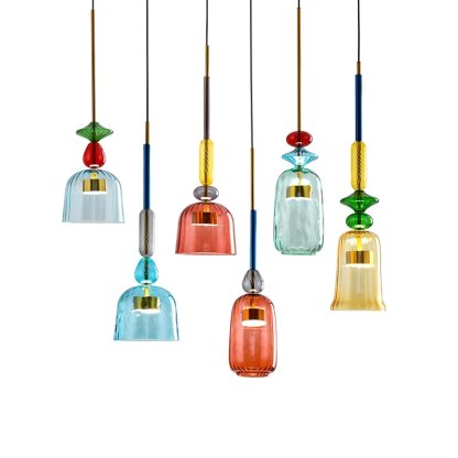 VINTAGE COLORED GLASS PENDANT LIGHT -labpiecesign