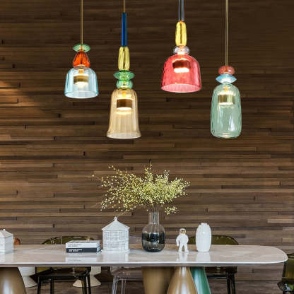 VINTAGE COLORED GLASS PENDANT LIGHT -labpiecesign