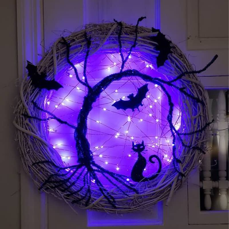 Halloween Bat And Cat Glowing Garland Door Hanging Decoration