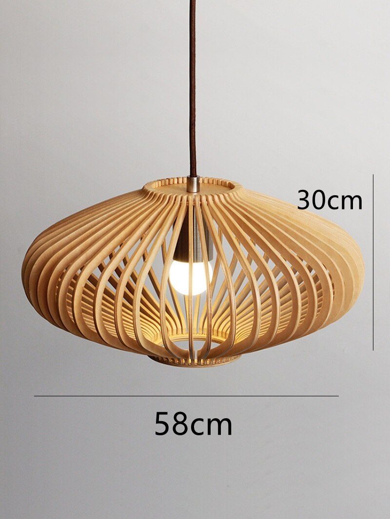 JAPANESE STYLE WOOD CAGE PENDANT LIGHT