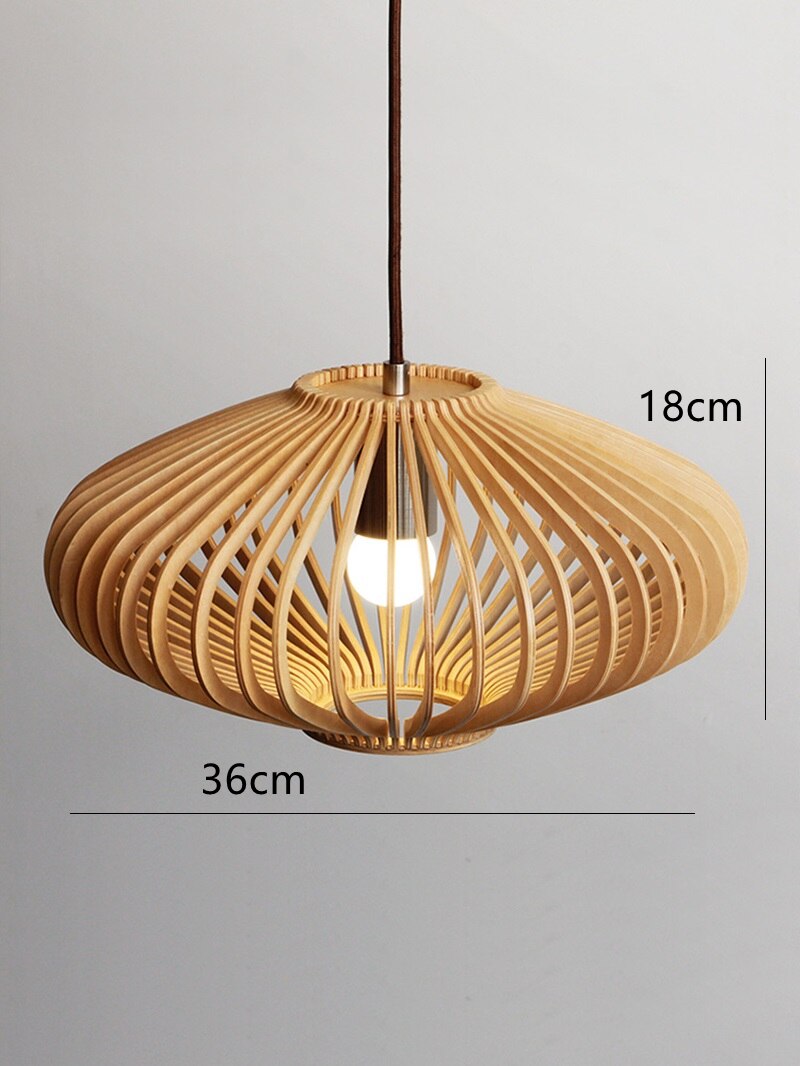 JAPANESE STYLE WOOD CAGE PENDANT LIGHT