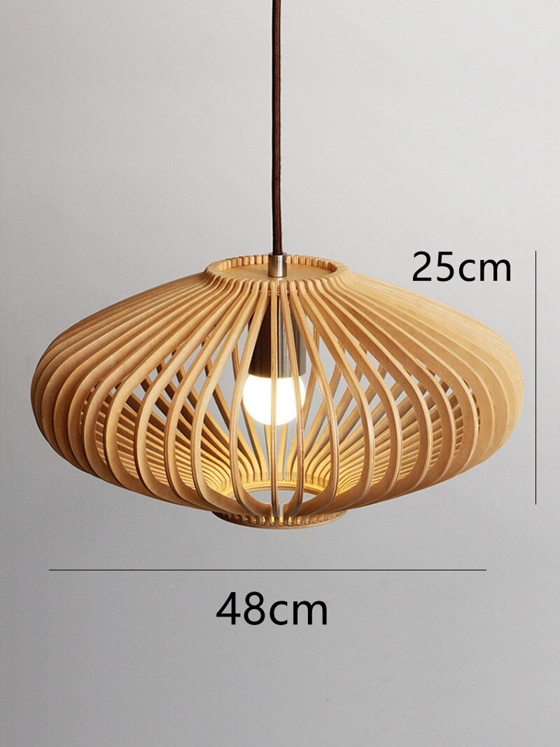 JAPANESE STYLE WOOD CAGE PENDANT LIGHT-labpiecesign