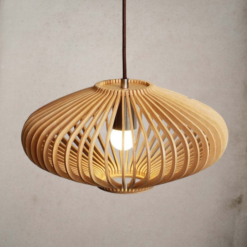 JAPANESE STYLE WOOD CAGE PENDANT LIGHT-labpiecesign