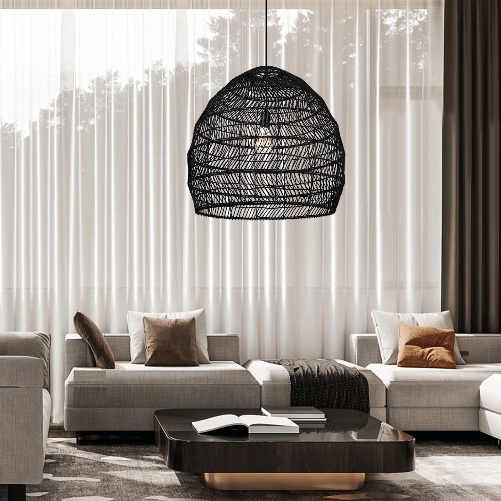 Handmade Rattan Lamp BELL Wicker Lamp Boho Style Lampshade Pendant Lamp-labpiecesign