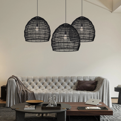 Handmade Rattan Lamp BELL Wicker Lamp Boho Style Lampshade Pendant Lamp-labpiecesign