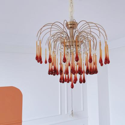 Italian Retro Water Drop French Snot Lamp Light Luxury Glass Chandelier-labpiecesign