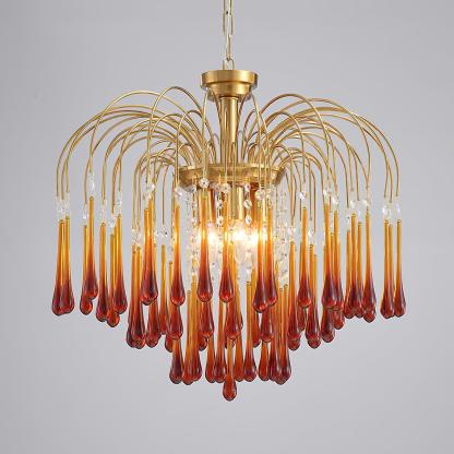 Italian Retro Water Drop French Snot Lamp Light Luxury Glass Chandelier-labpiecesign