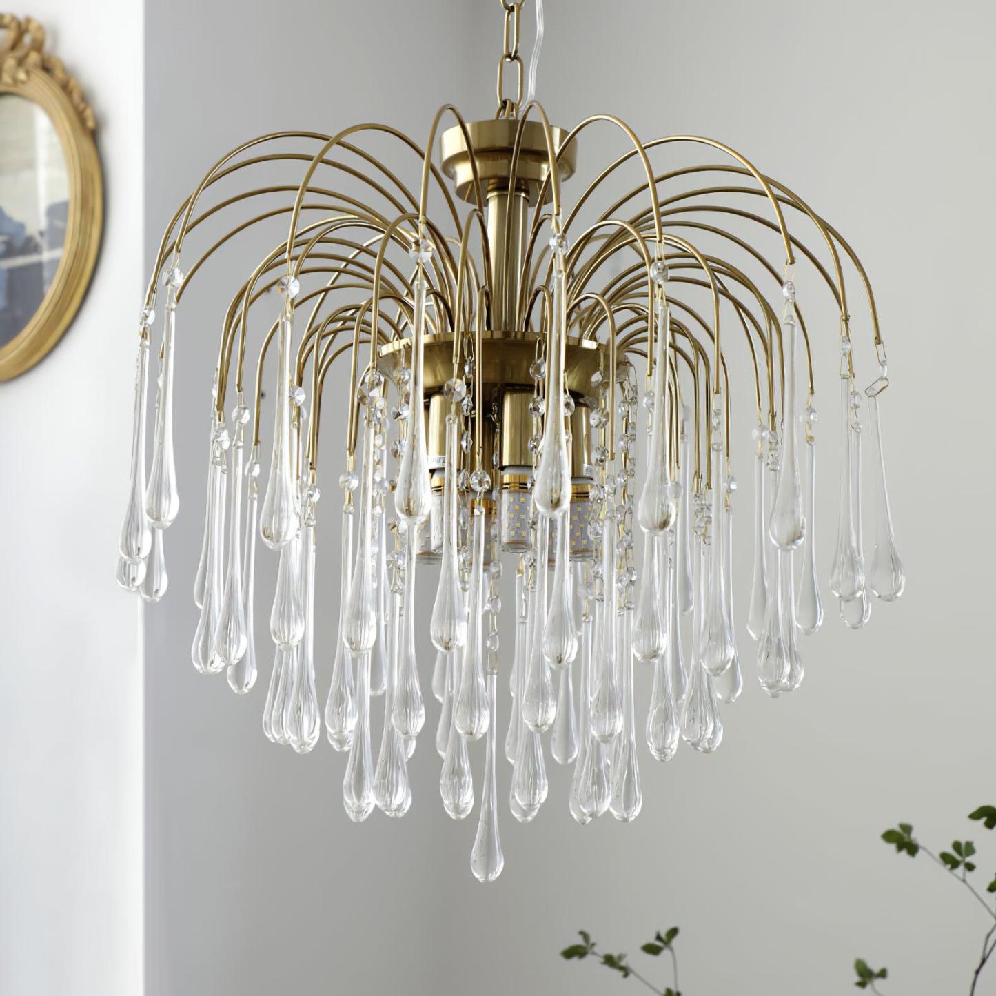 Italian Retro Water Drop French Snot Lamp Light Luxury Glass Chandelier