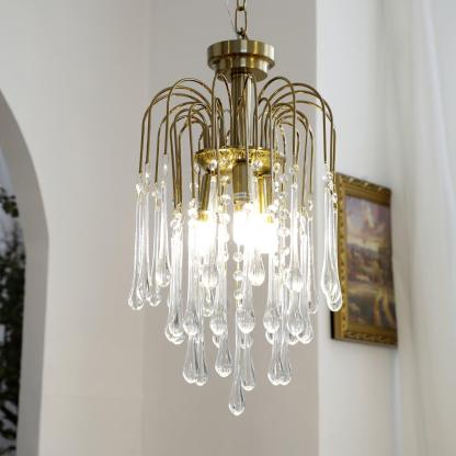 Italian Retro Water Drop French Snot Lamp Light Luxury Glass Chandelier-labpiecesign