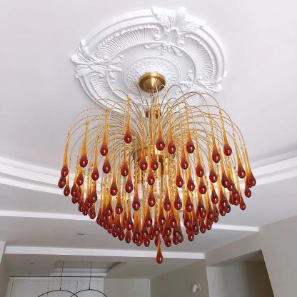 Italian Retro Water Drop French Snot Lamp Light Luxury Glass Chandelier-labpiecesign