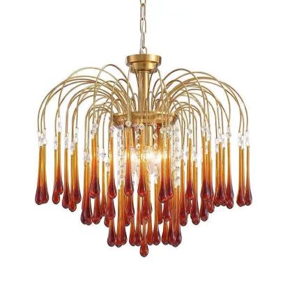 Italian Retro Water Drop French Snot Lamp Light Luxury Glass Chandelier-labpiecesign