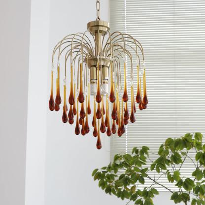 Italian Retro Water Drop French Snot Lamp Light Luxury Glass Chandelier-labpiecesign
