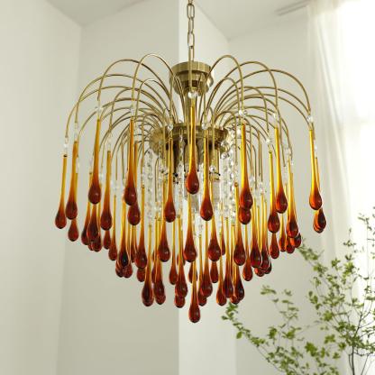 Italian Retro Water Drop French Snot Lamp Light Luxury Glass Chandelier-labpiecesign