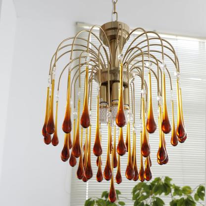 Italian Retro Water Drop French Snot Lamp Light Luxury Glass Chandelier-labpiecesign