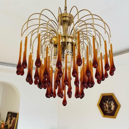 Italian Retro Water Drop French Snot Lamp Light Luxury Glass Chandelier-labpiecesign