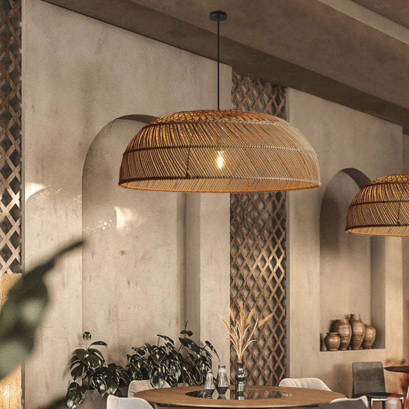 Modern Boho Rattan Pendant Light Weaving Hanging Light Fixture-labpiecesign
