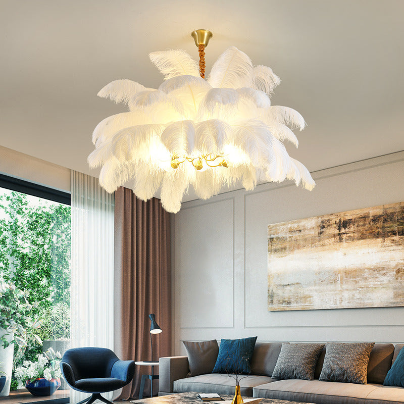 Modern Luxury Ostrich Feather Decorative Chandelier