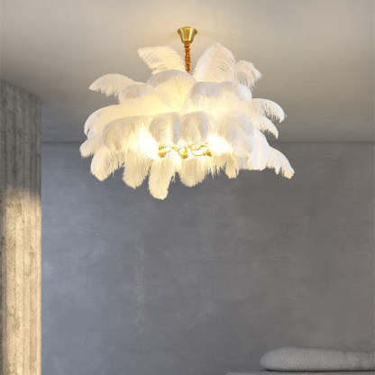 Modern Luxury Ostrich Feather Decorative Chandelier-labpiecesign