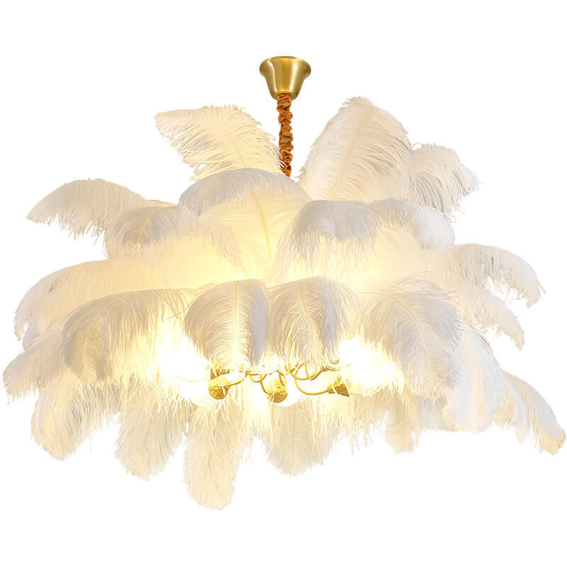 Modern Luxury Ostrich Feather Decorative Chandelier-labpiecesign