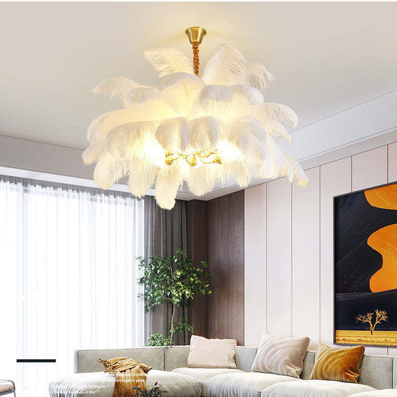 Modern Luxury Ostrich Feather Decorative Chandelier-labpiecesign