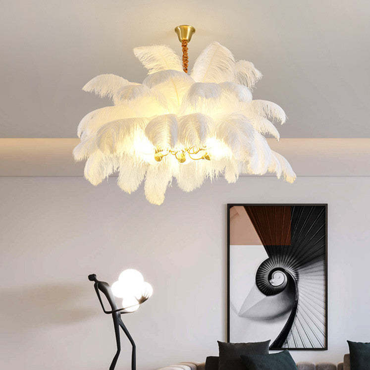Modern Luxury Ostrich Feather Decorative Chandelier