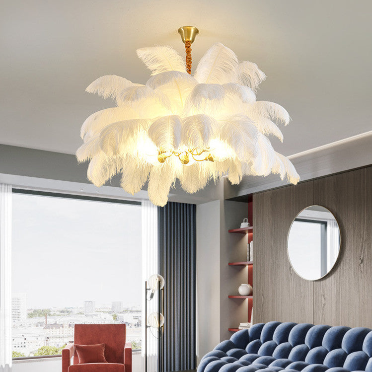 Modern Luxury Ostrich Feather Decorative Chandelier-labpiecesign