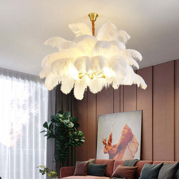 Modern Luxury Ostrich Feather Decorative Chandelier-labpiecesign