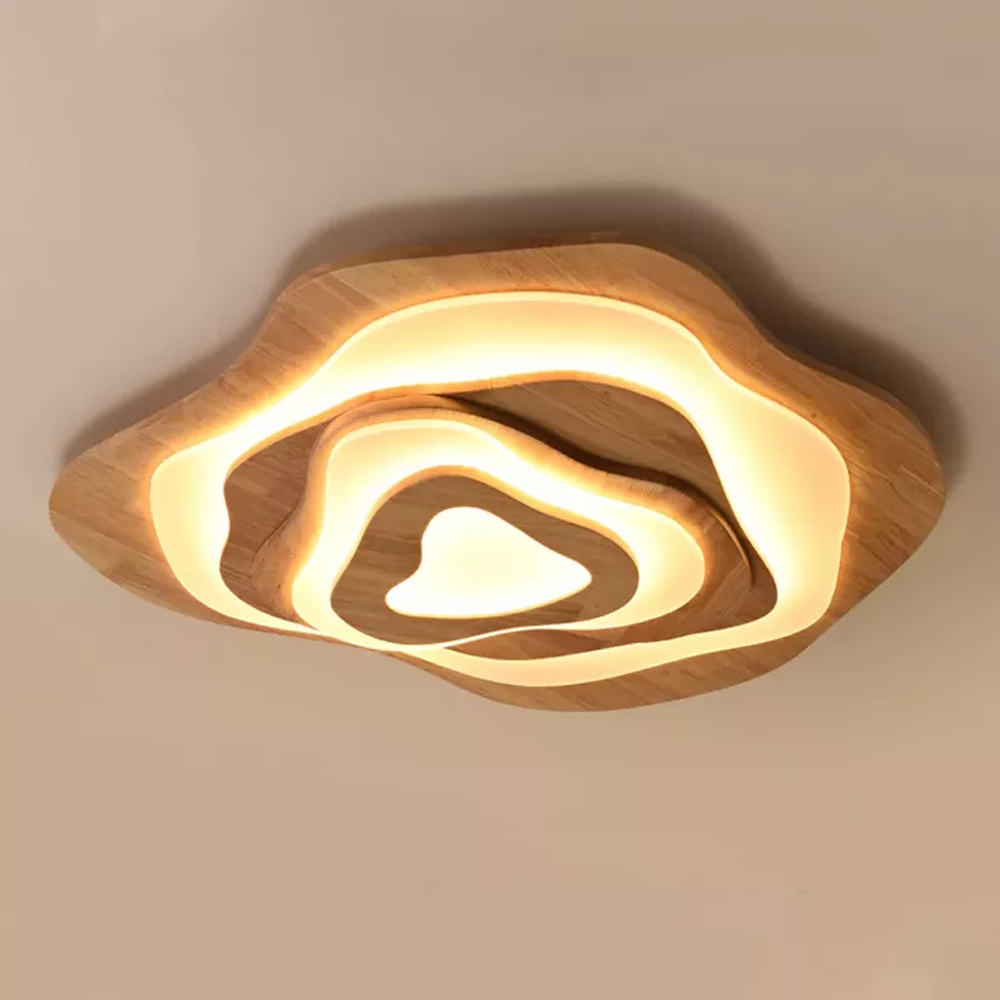 Irregular Flush Mount Solid Wooden Ceiling Light For Living Room