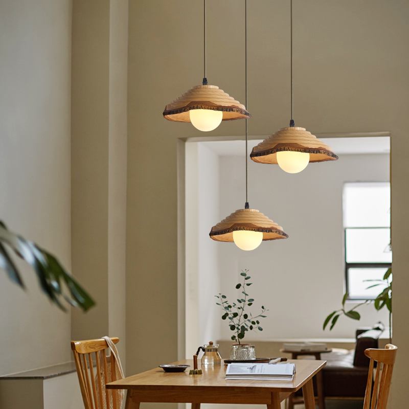 Japanese style solid wood pendant light bar lamps
