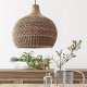 Brown Rustic Handwoven Rattan Pendant Light Lampshade For Living Room ...