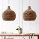 Brown Rustic Handwoven Rattan Pendant Light Lampshade For Living Room ...