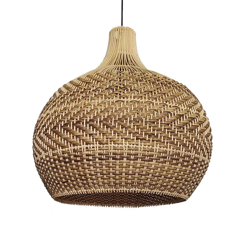 Brown Rustic Handwoven Rattan Pendant Light Lampshade For Living Room-labpiecesign