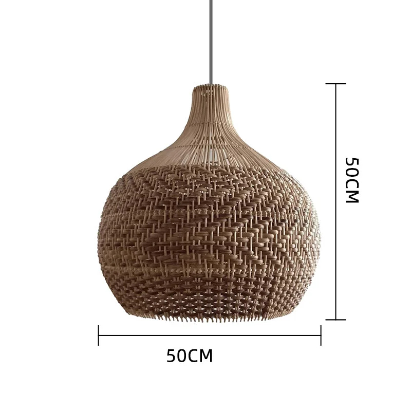 Rustic Handwoven Rattan Pendant Light Lampshade For Living Room