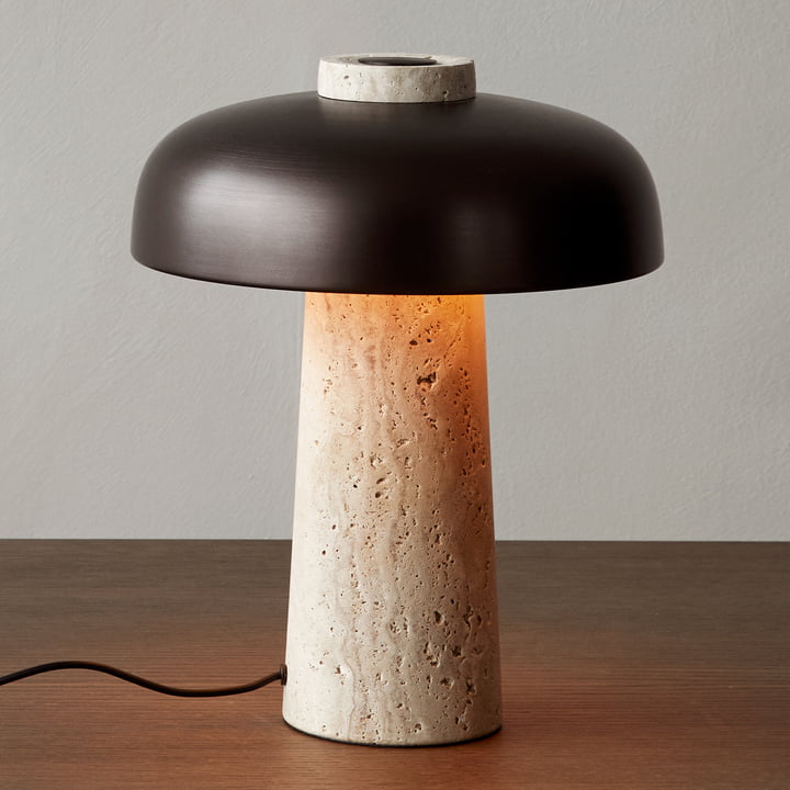 Wabi-Sabi Dimmable Travertine Mushroom Table Lamp Bedroom Bedside Lamp