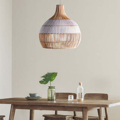 White Rattan Pendant Light Woven Rattan Lampshade-labpiecesign