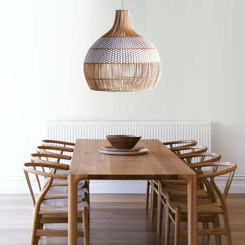White Rattan Pendant Light Woven Rattan Lampshade-labpiecesign