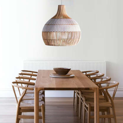 White Rattan Pendant Light Woven Rattan Lampshade-labpiecesign