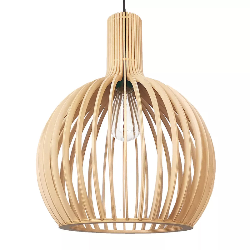 Janpanese Nordic Wooden Birdcage Creative Wooden Pendant Lighting Fixture