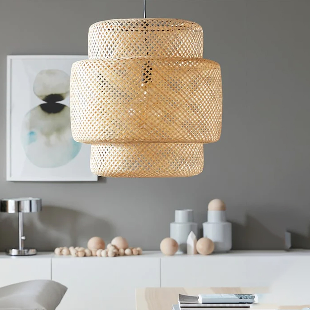 Bamboo Lamp Shade Large Decorate Lighting Vintage Pendant Cylindrical