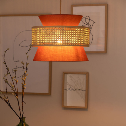 Home Decor Creative Orange Retro Rattan Pendant Light-labpiecesign