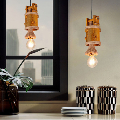 Bamboo chandelier 3 light retro industrial style pendant lighting shade-labpiecesign