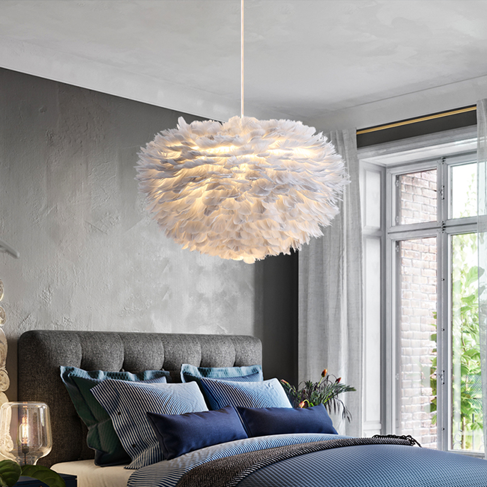 Nordic Design Feather Pendant Lights Lighting Fixture For Bedroom