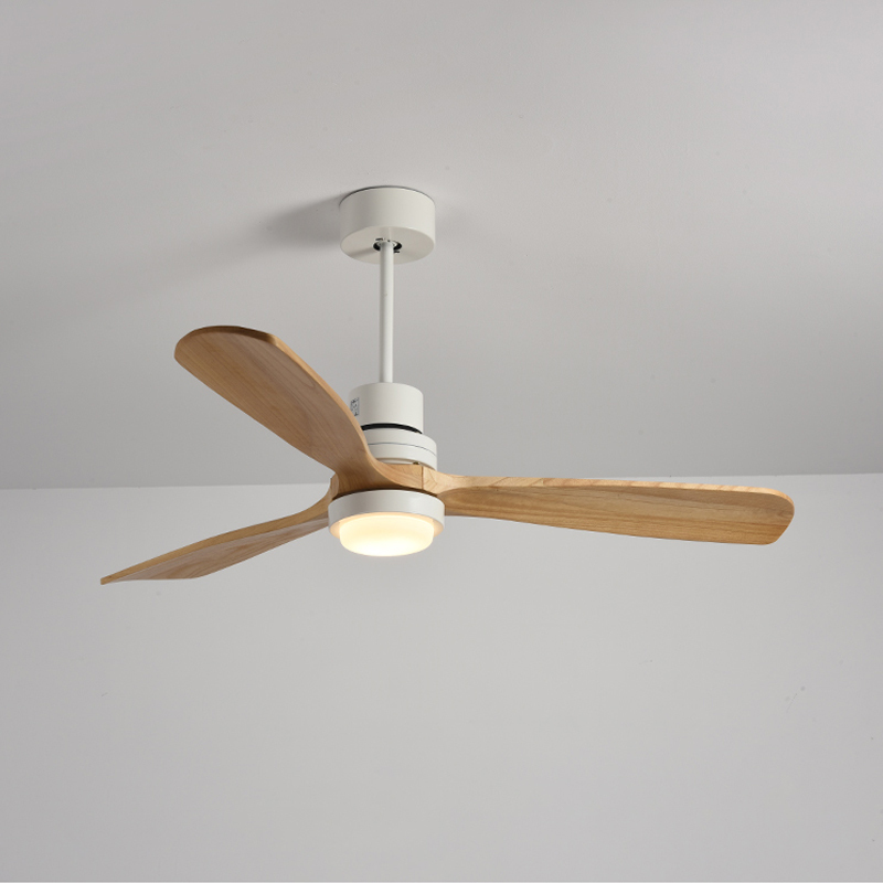 Strong Wind Retro Wood Ceiling Fan With 3 Blades Multifunctional Remote Control LED Fan