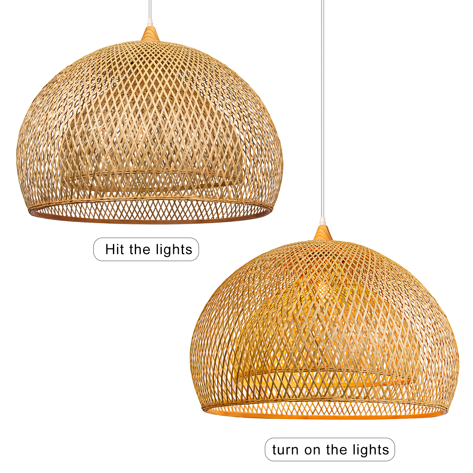 Asian Decor Bamboo Handmade Woven Hanging Lights Pendant Lamp-labpiecesign