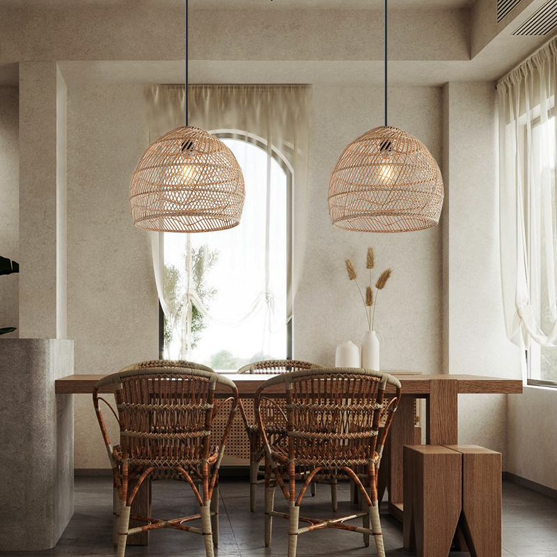 Handmade Rattan Lamp BELL Wicker Lamp Boho Style Lampshade Pendant Lamp-labpiecesign