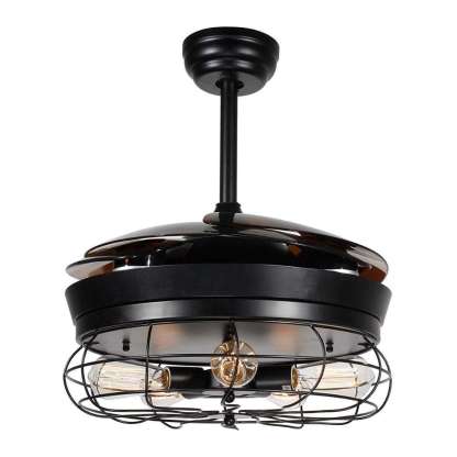 Led ceiling fan decorative retractable remote control ceiling fan with light-labpiecesign