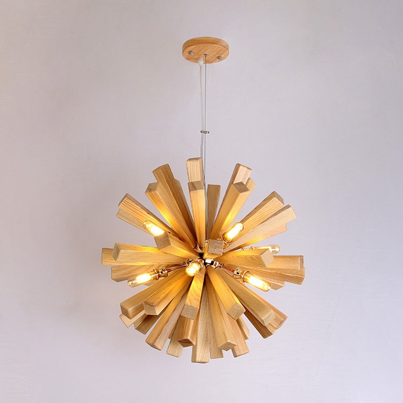 Nordic Creative Wooden Chandelier Flower-Shaped Dandelion Pendants Lights-labpiecesign